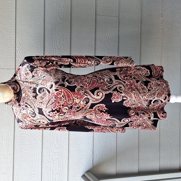 Bebop Long Sleeve Velour Turtleneck Paisley Dress Size Large Boho Hippie Velvet - Picture 1 of 14